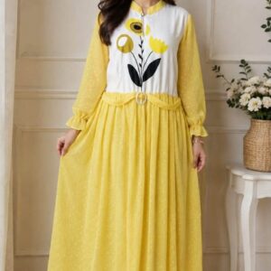 Yellow Chinese Long Frock for Women