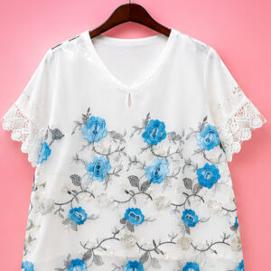 White Blue Short Tops